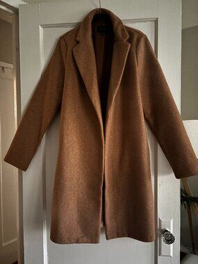 Love Tree Camel Woven Coat Longline Large